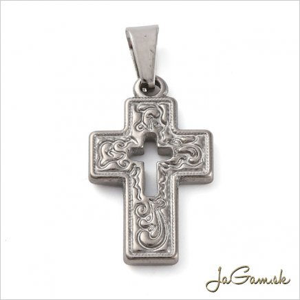 Prívesok krížik 24x15x3mm CHIRURGICKÁ OCEĽ, 1ks (ch1635)